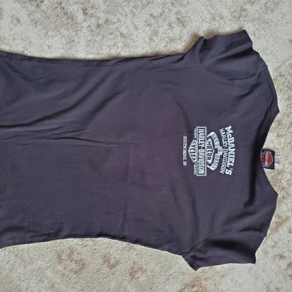 Harley-Davidson Guns And Roses South Bend Black Tshirt Womens SZ L - Picture 4 of 6